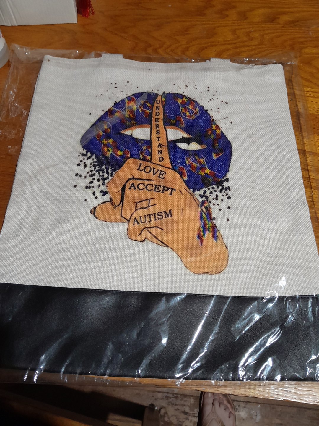 Two Reusable Tote Bags - Autism Awareness & Stitch Designs