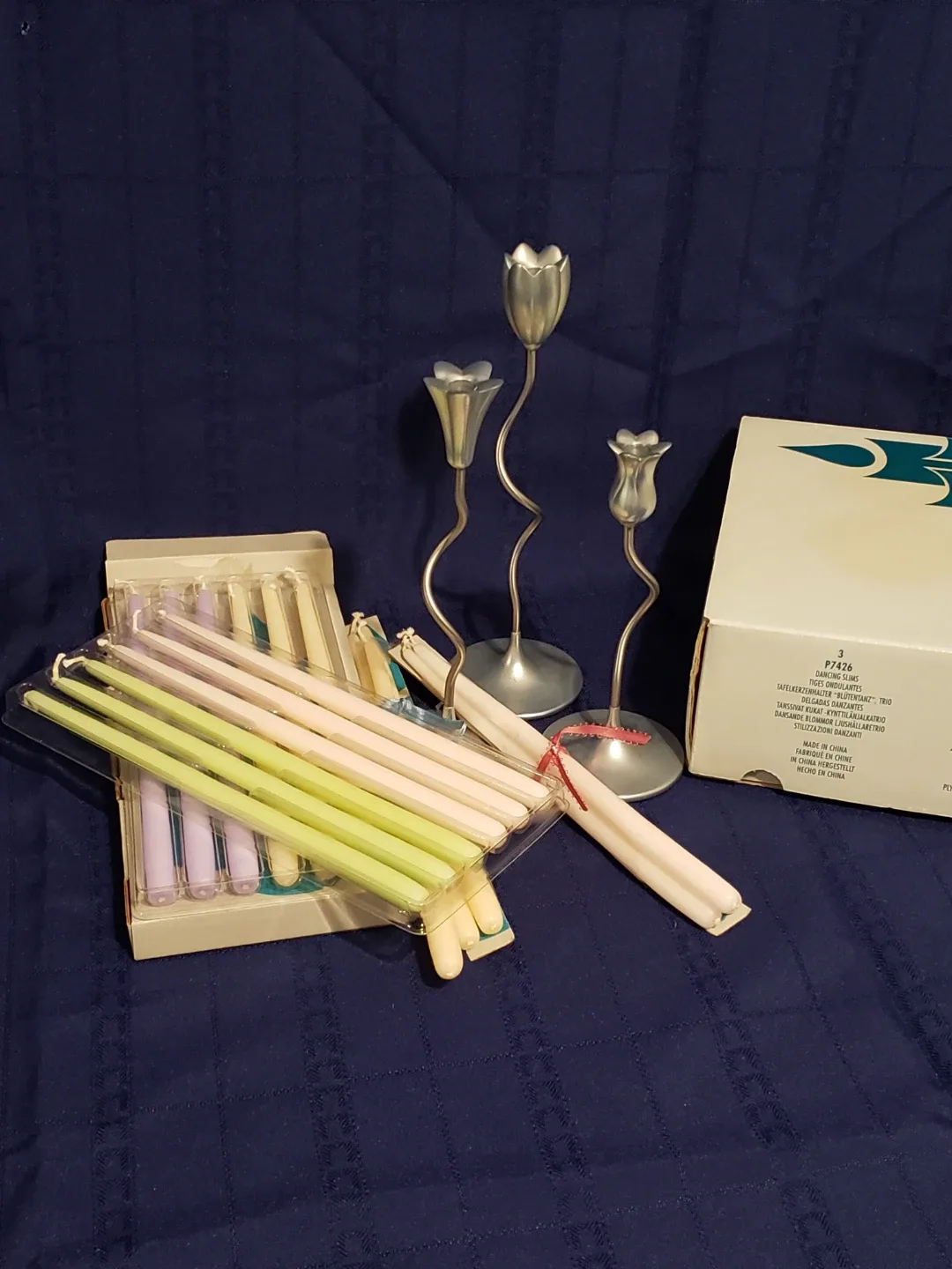 Pewter Candle Holders and candles thumbnail