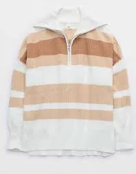 BNWT Aerie quarter zip cotton sweater image indicator(7)
