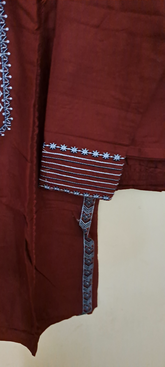 Kunar 2-piece embroidered maroon women's suit - photo 4