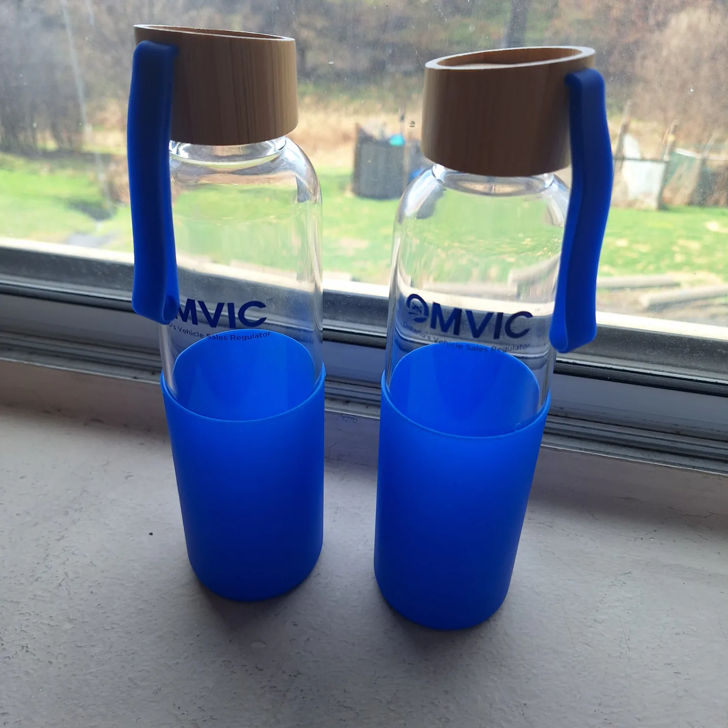 Two Glass Water Bottles with Silicone Sleeves and Bamboo Lids🧡 thumbnail