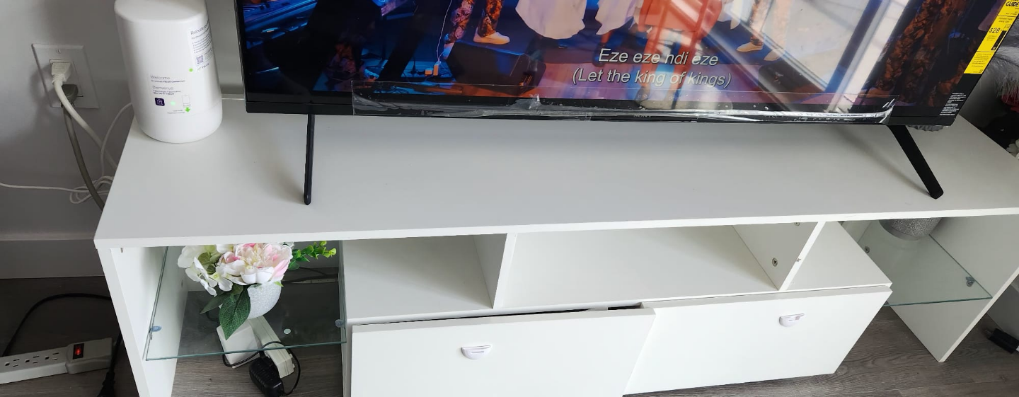 White TV Stand with Storage - photo 2