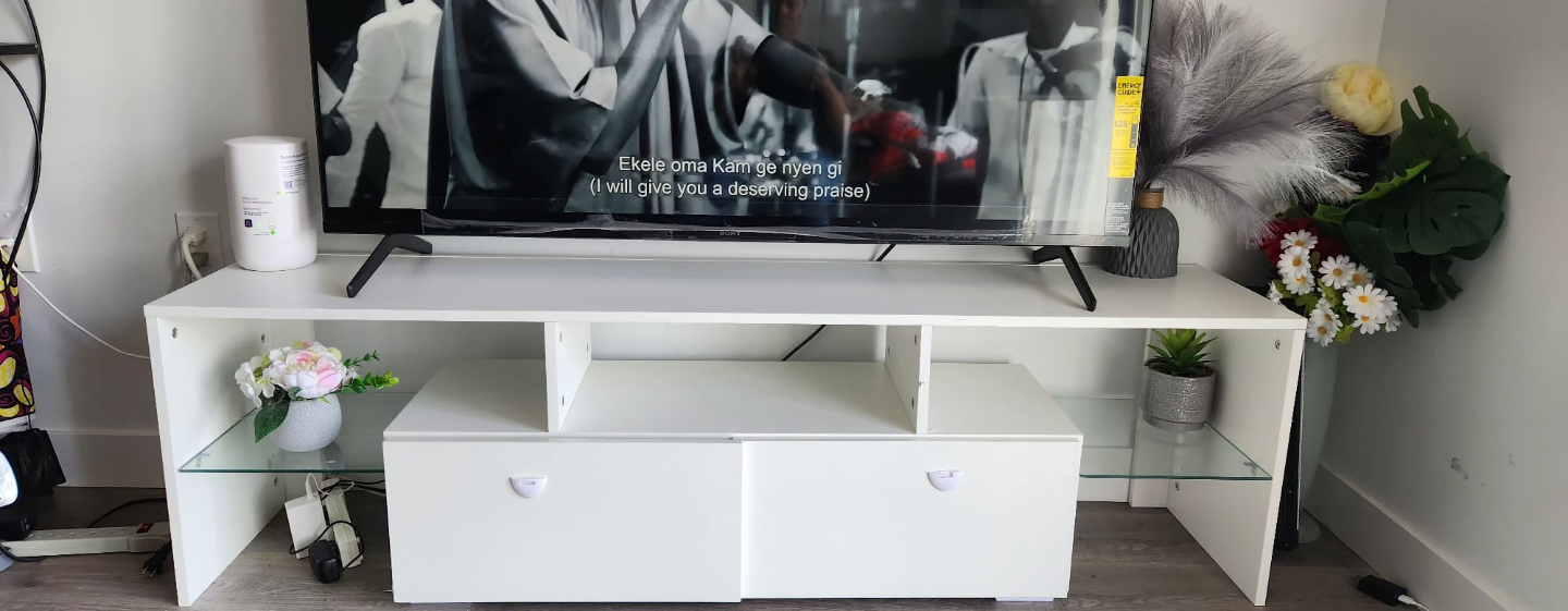 White TV Stand with Storage - photo 4
