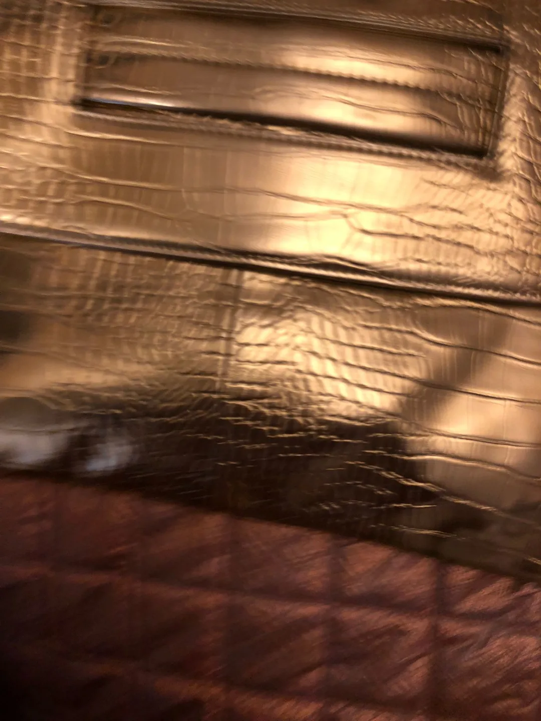 Gold Crocodile-Embossed Clutch image indicator(2)