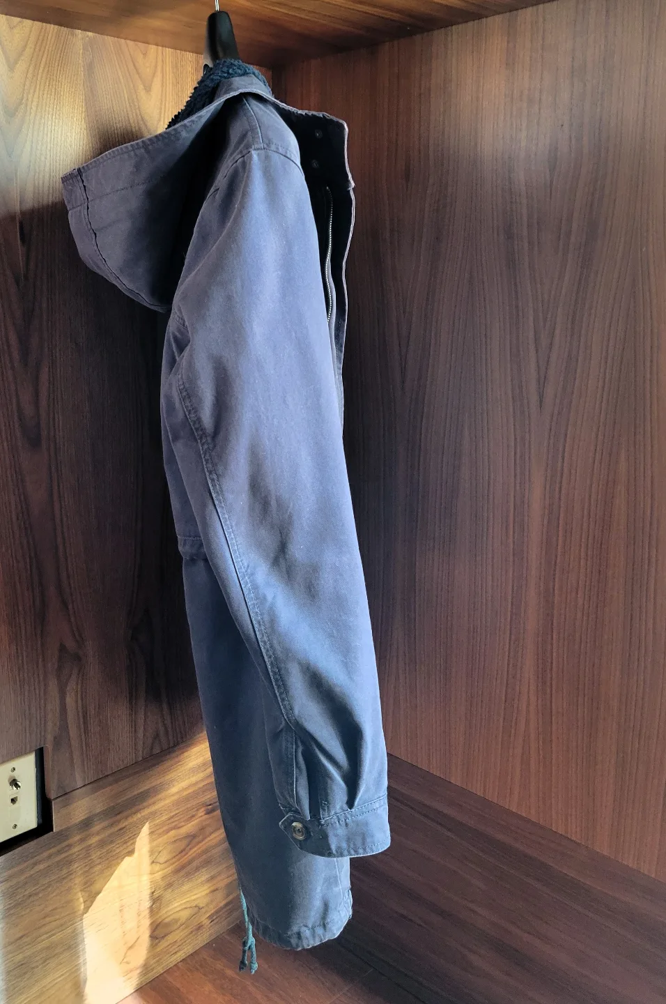 Men's Navy Blue Fleece Lined Fishtail Parka Jacket - M image indicator(5)