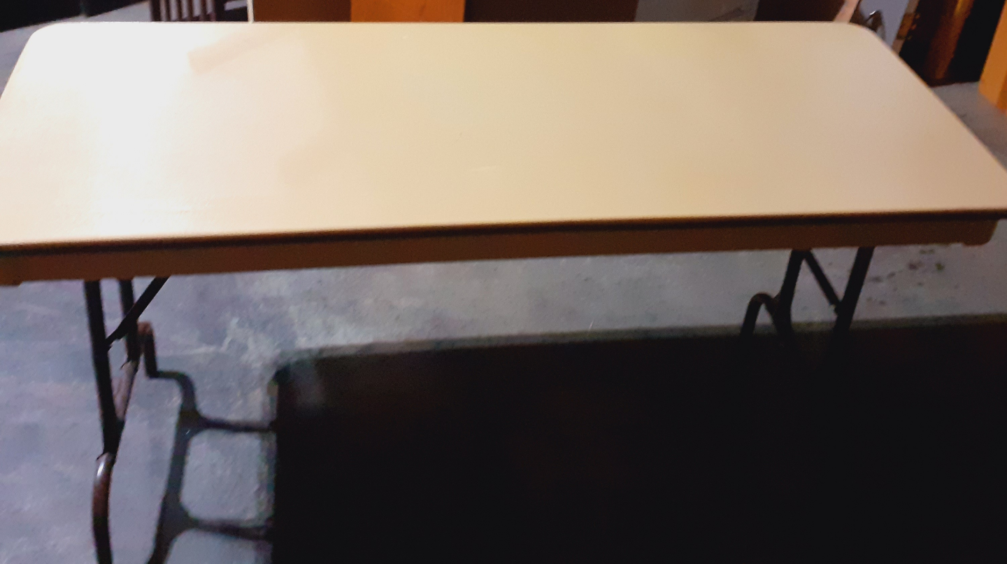 Folding Table - Beige Top, Brown Frame