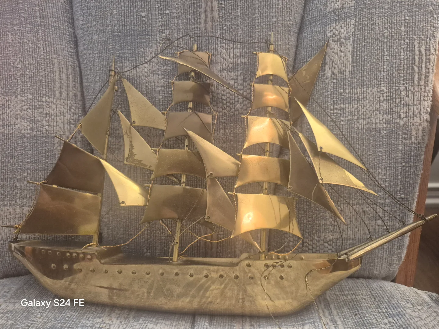 Vintage brass sailing ship thumbnail