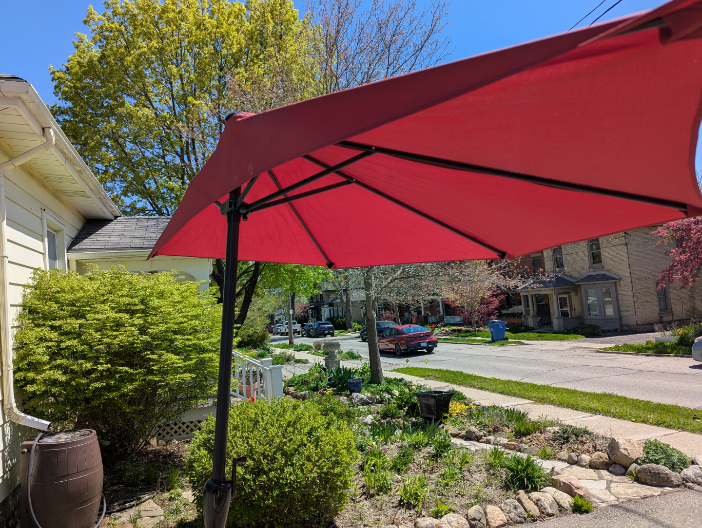 Red Patio Umbrella with Stand - photo 3