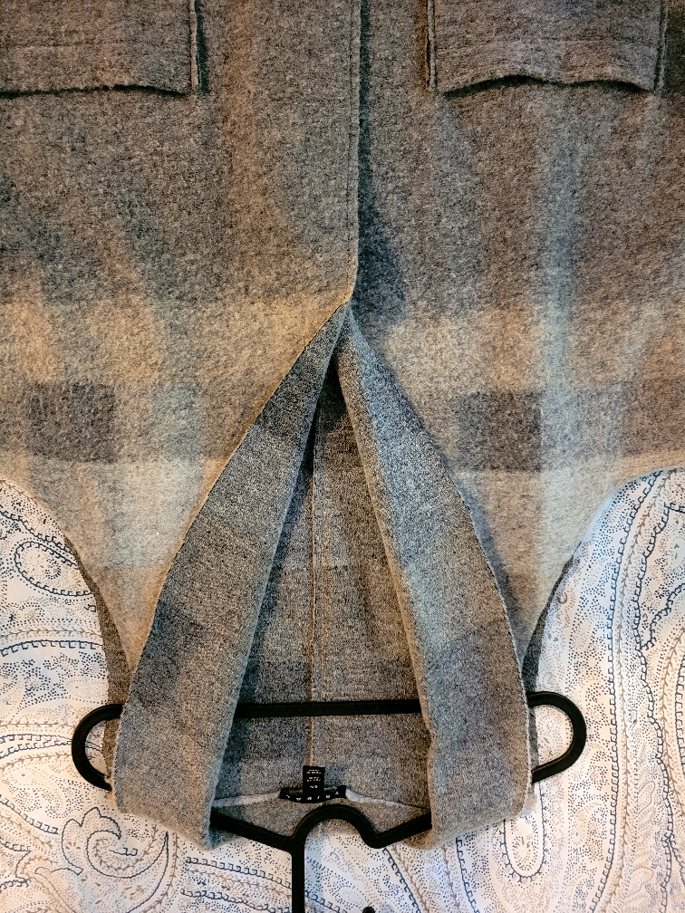 Grey and Beige Checked Cardigan Sweater