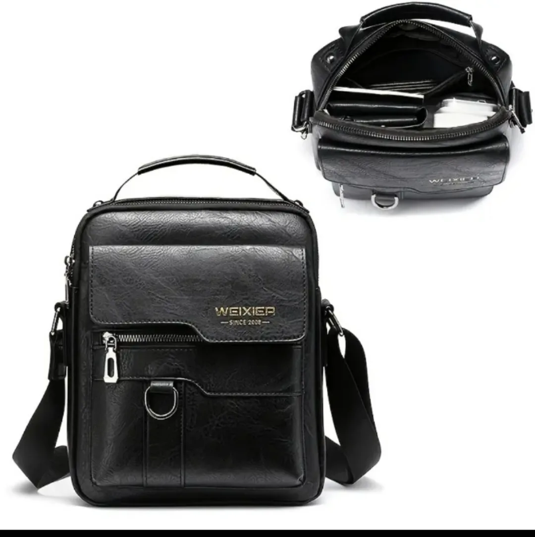 Men's Black Leather Shoulder Bag thumbnail