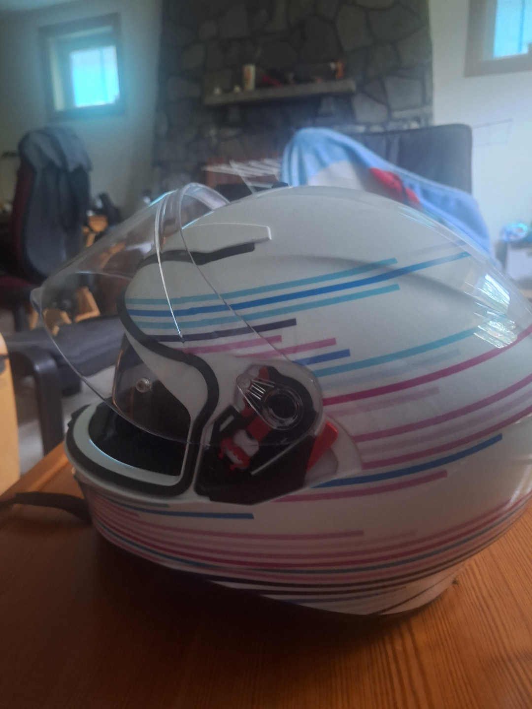 AGV K-3 SV Helmet - White/Pink/Blue Stripes - photo 5