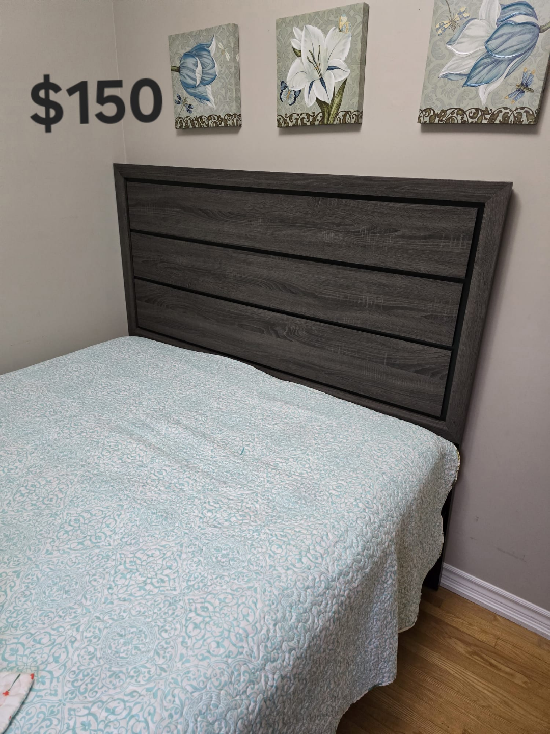 Double Bed Frame with Headboard - Grey