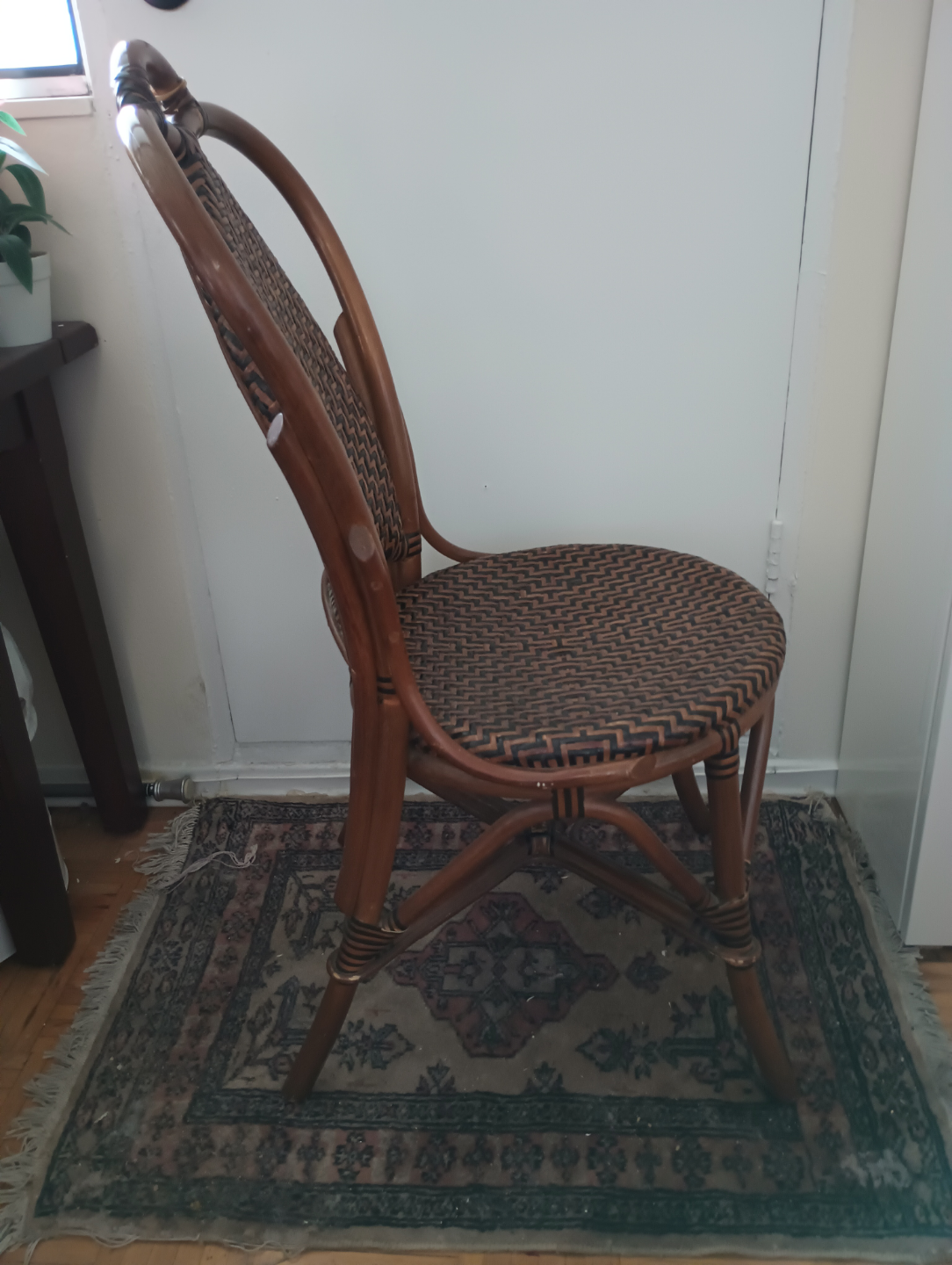 Unique Tightly Woven Small Scale Tan and Black Wicker  Chair - photo 4