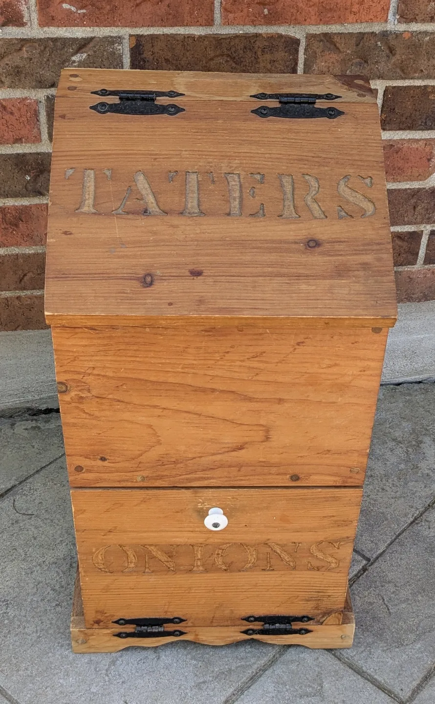 Vintage Wooden Taters and Onions Storage Bin thumbnail