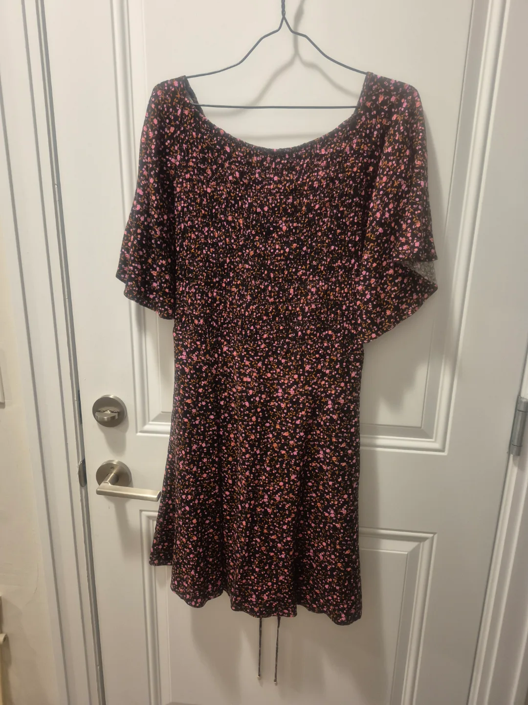 Floral Mini Dress with Lace-Up Back thumbnail