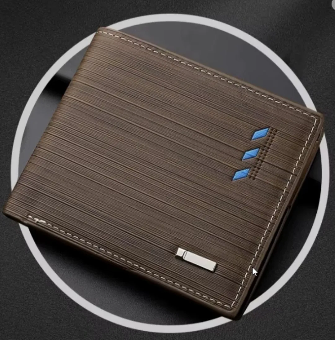 Men's Stripe Wallet  ID Credit Card Holder High Quality Leather image indicator(2)