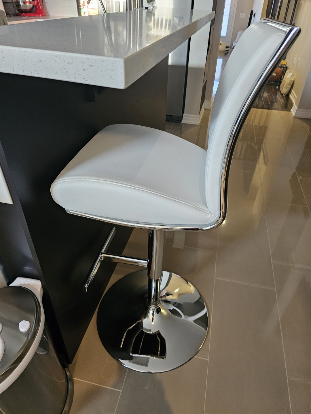 3 White Adjustable Height Bar Stools - photo 3