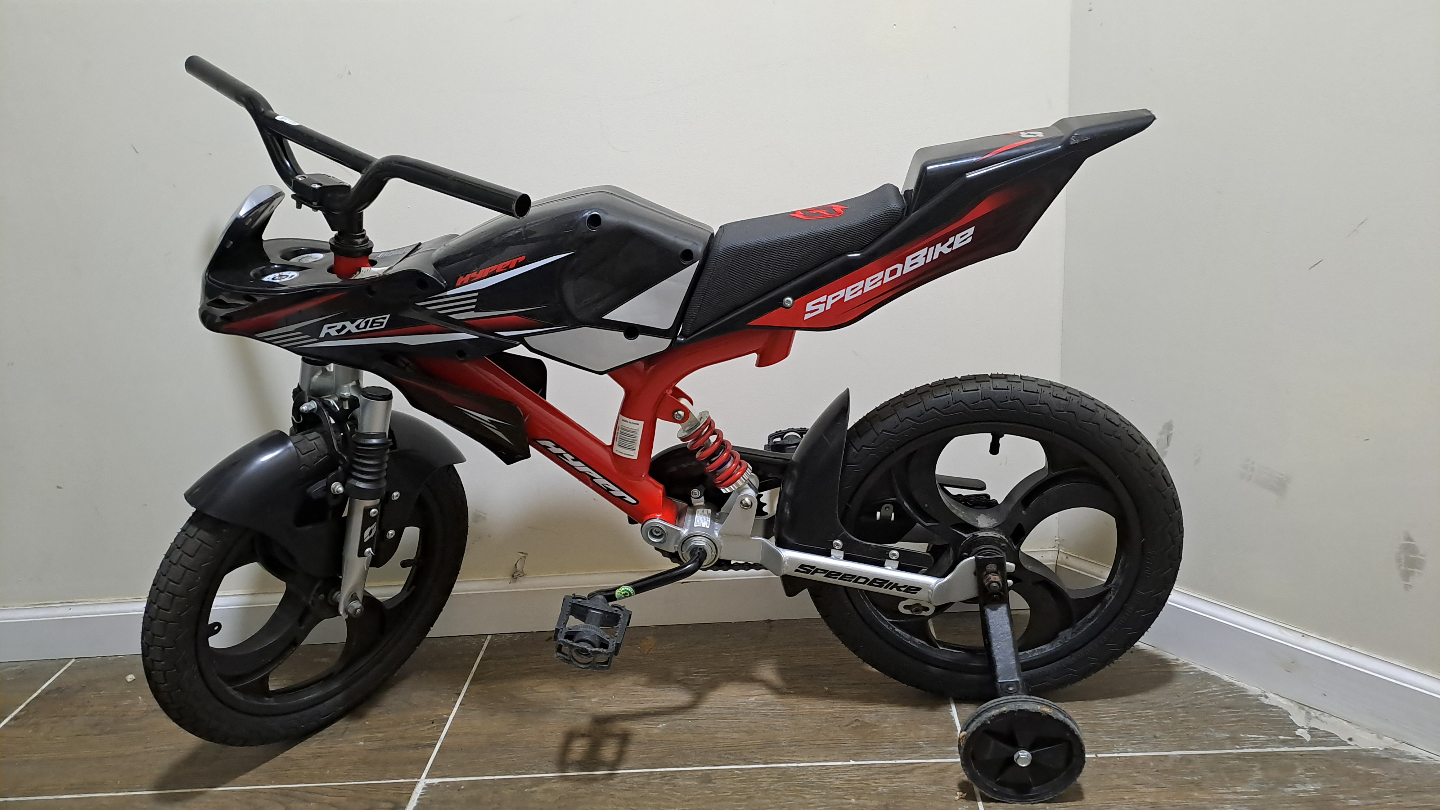Kids' SpeedBike Motorcycle Style Bike w/ Training Wheels