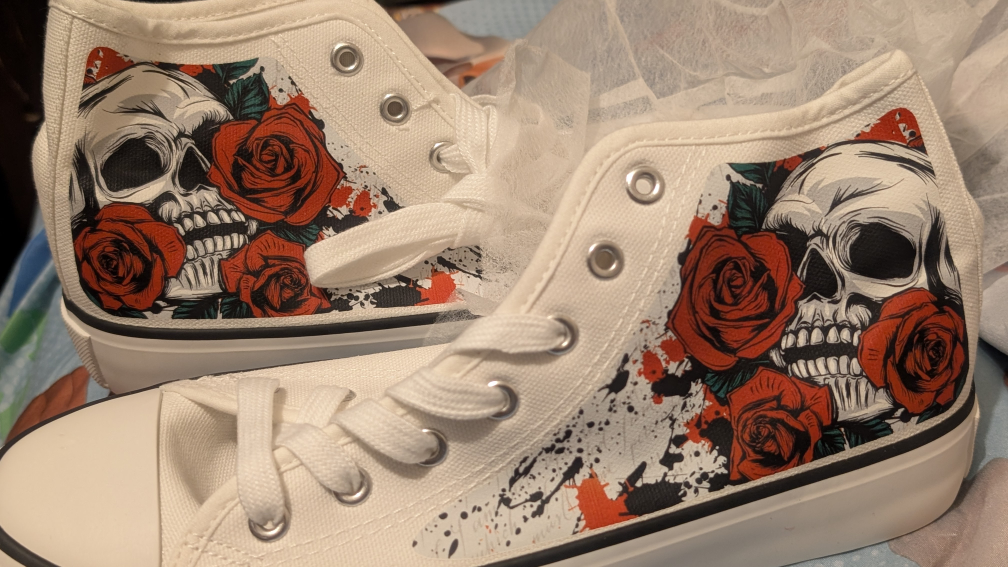 Women's Skull and Roses High Top Canvas Sneakers