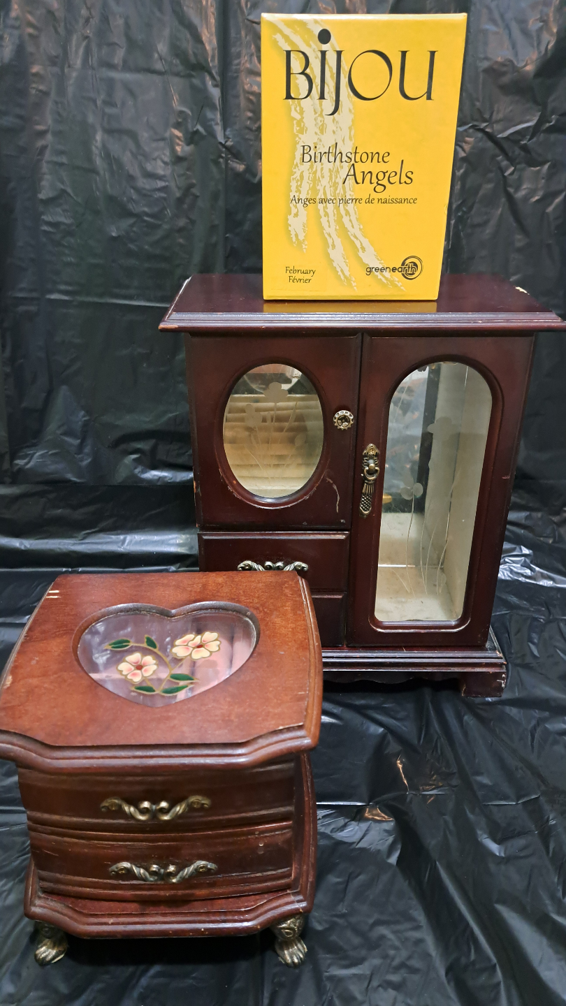 Two Vintage Wooden Jewelry Boxes