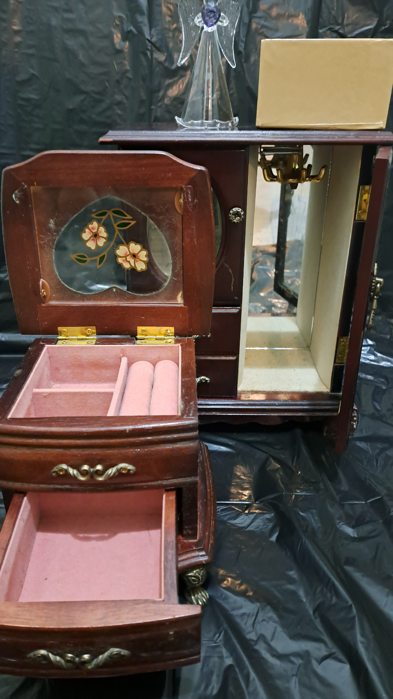 Two Vintage Wooden Jewelry Boxes - photo 3