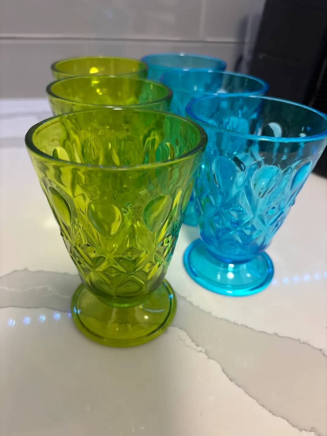 Set of six colourful glasses plastic outdoor patio thumbnail