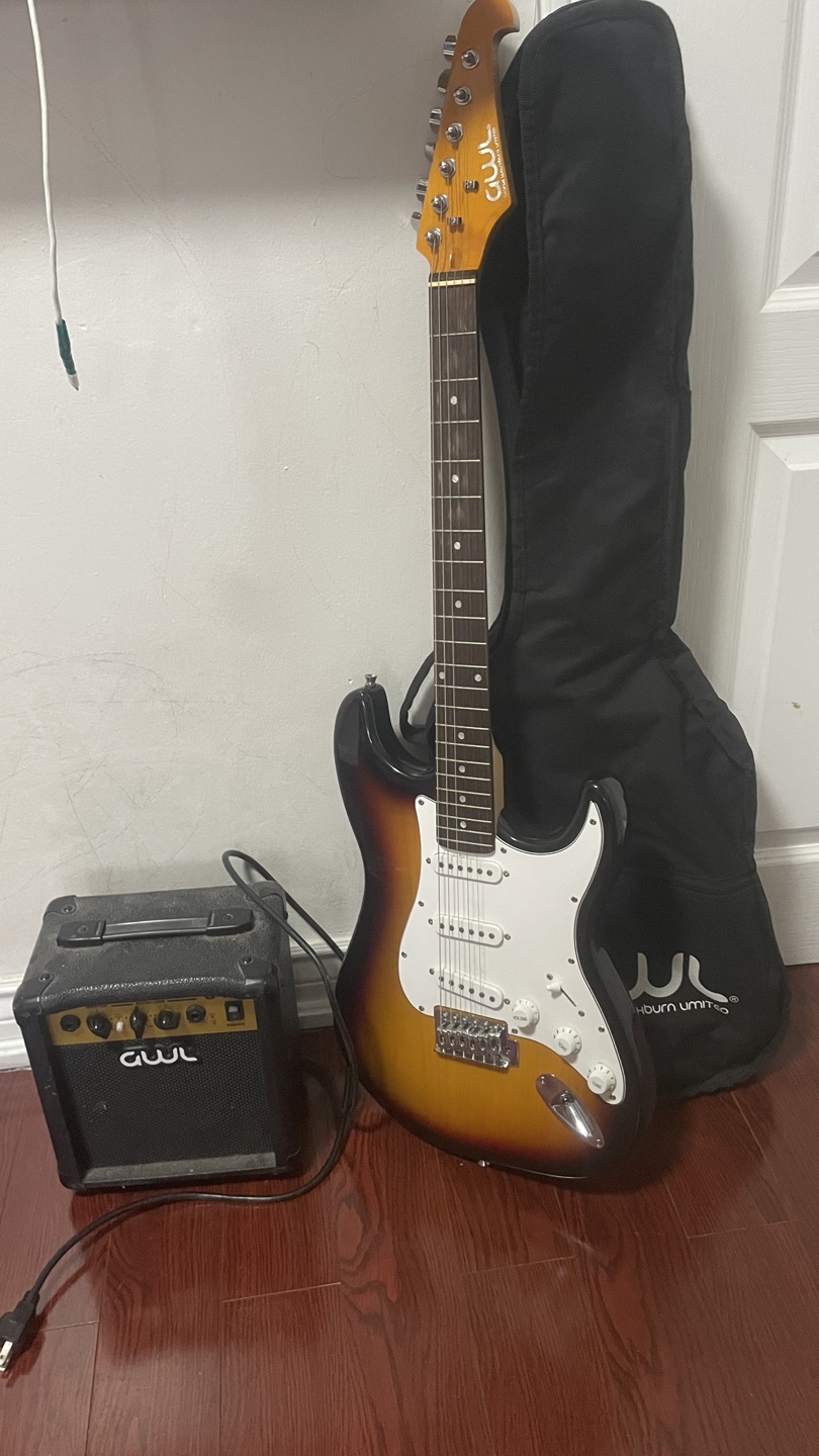Sunburst Electric Guitar with Amp and Gig Bag