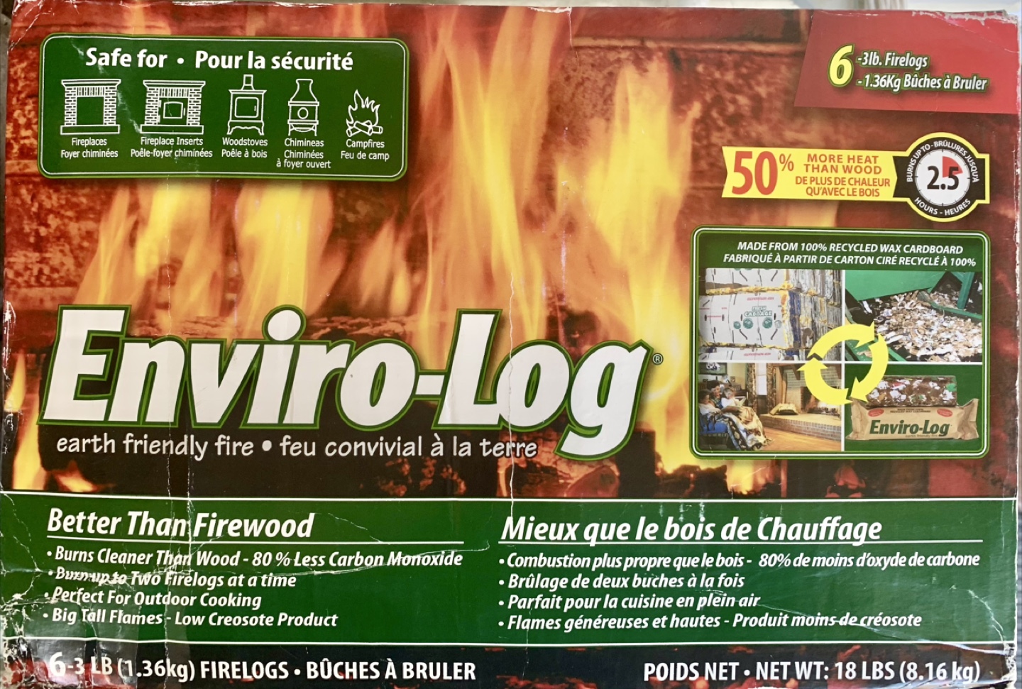 Enviro-Log Firelogs - 6-pack (18 lbs)