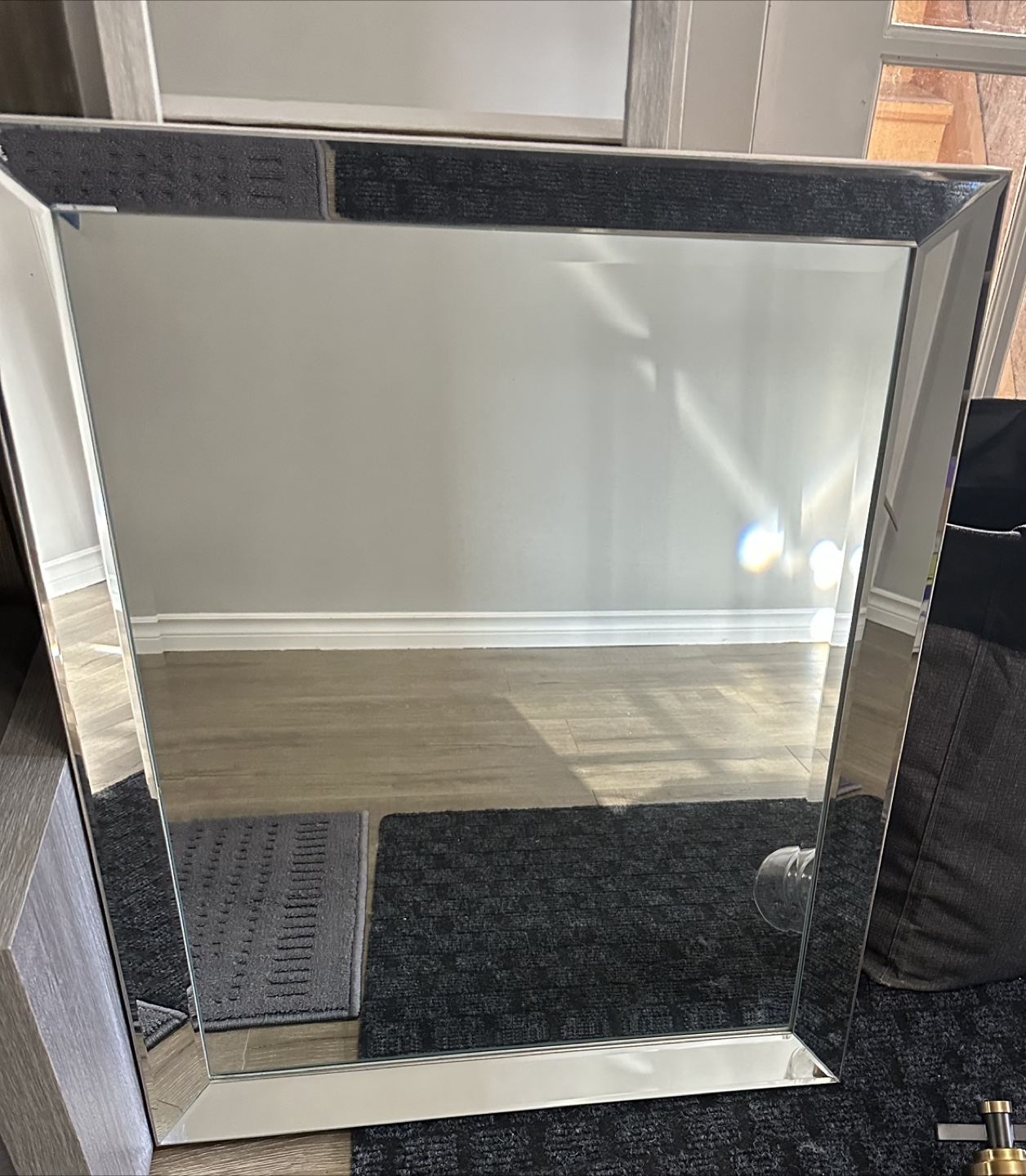 Large Modern Silver Framed Mirror