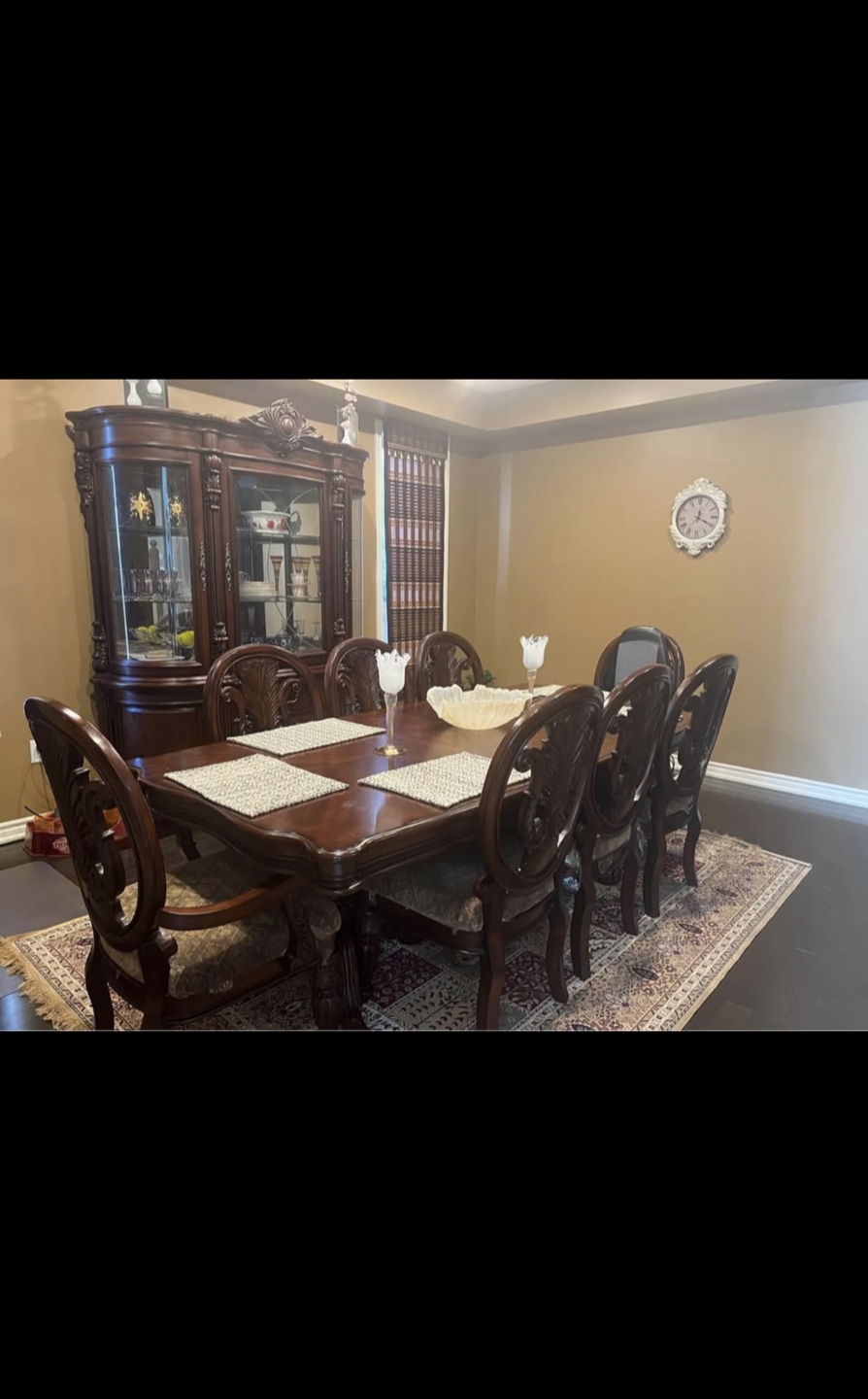 Magnificent Dark Wood Dining Set with Buffet