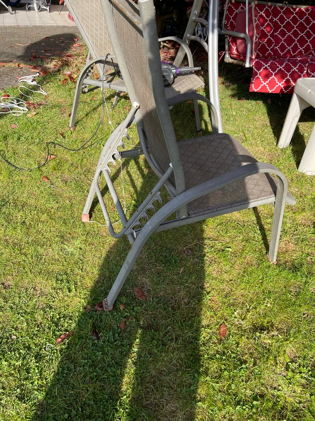 Metal sling patio chairs and chaise lounge image indicator(2)