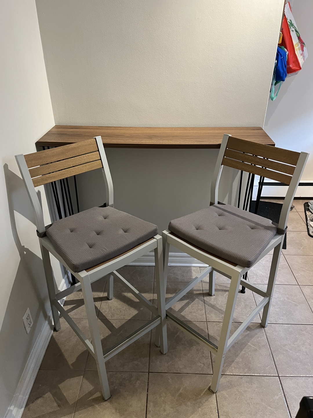 Pair of Counter Height Stools with Console Table - photo 2