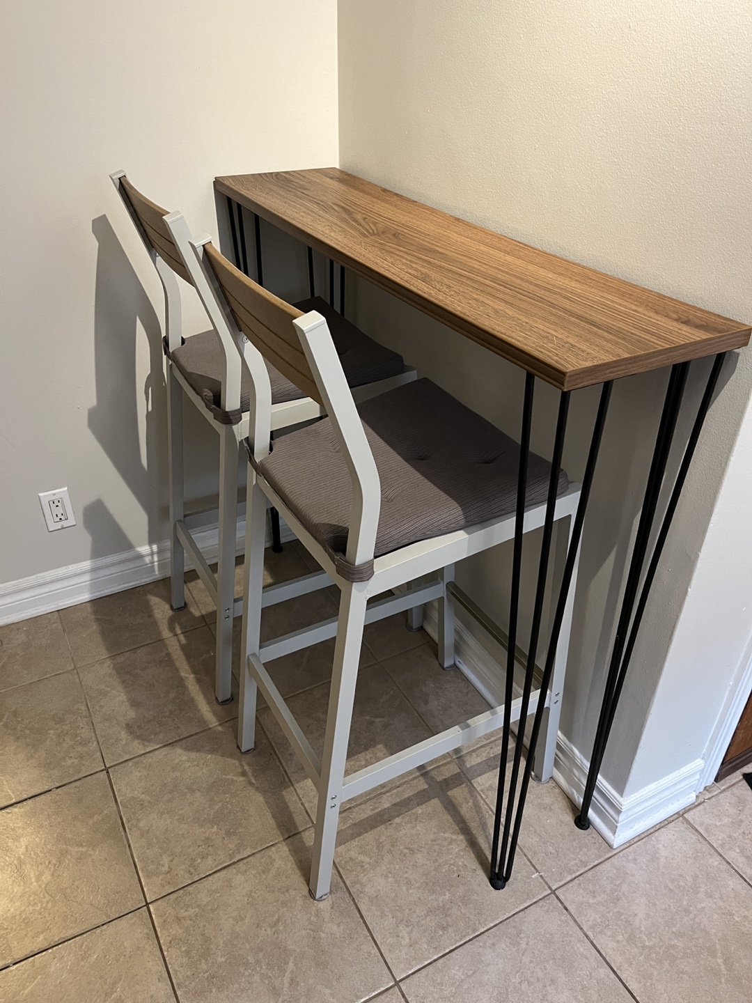 Pair of Counter Height Stools with Console Table
