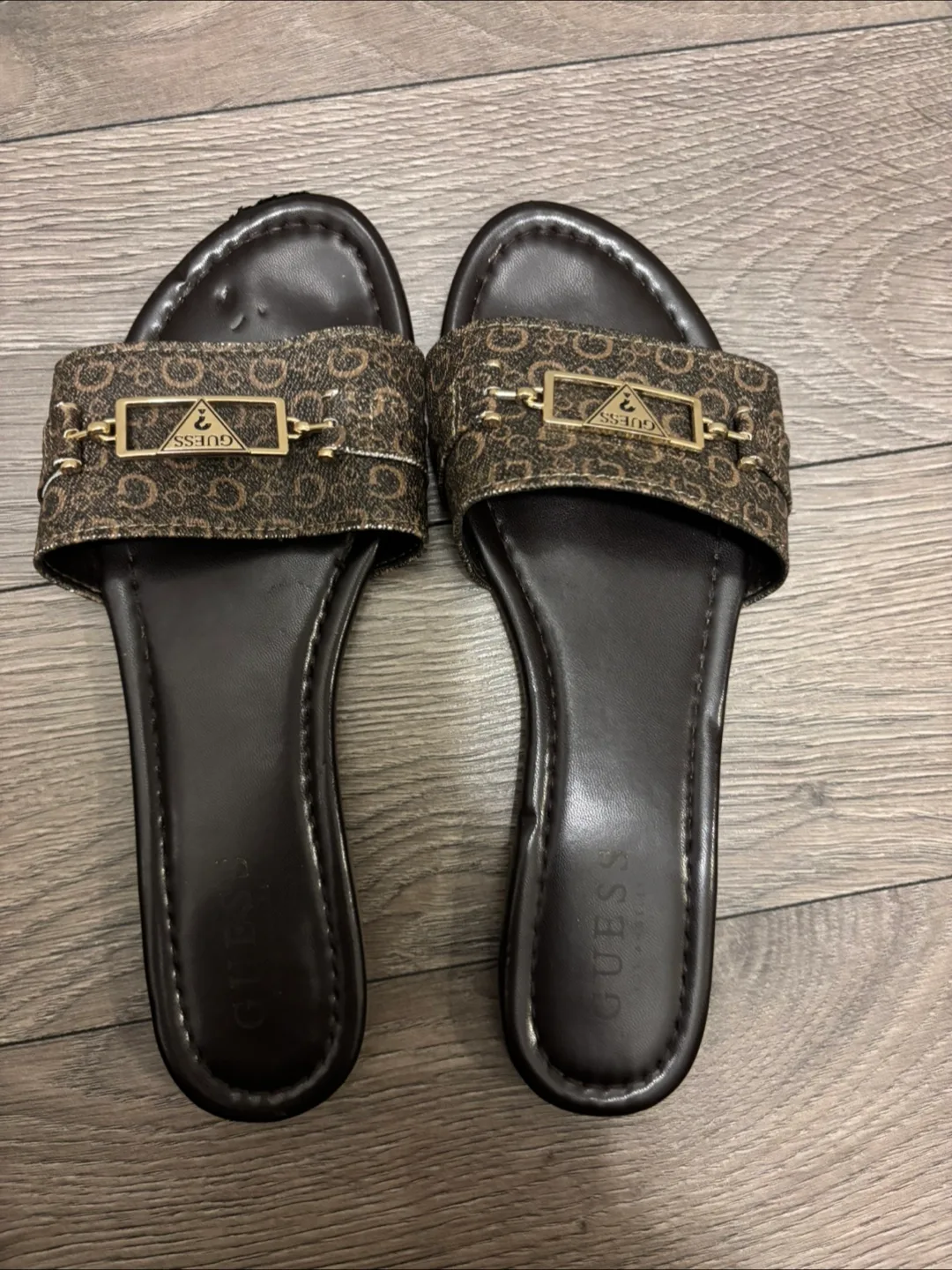 GUESS Brown and Gold Slides thumbnail