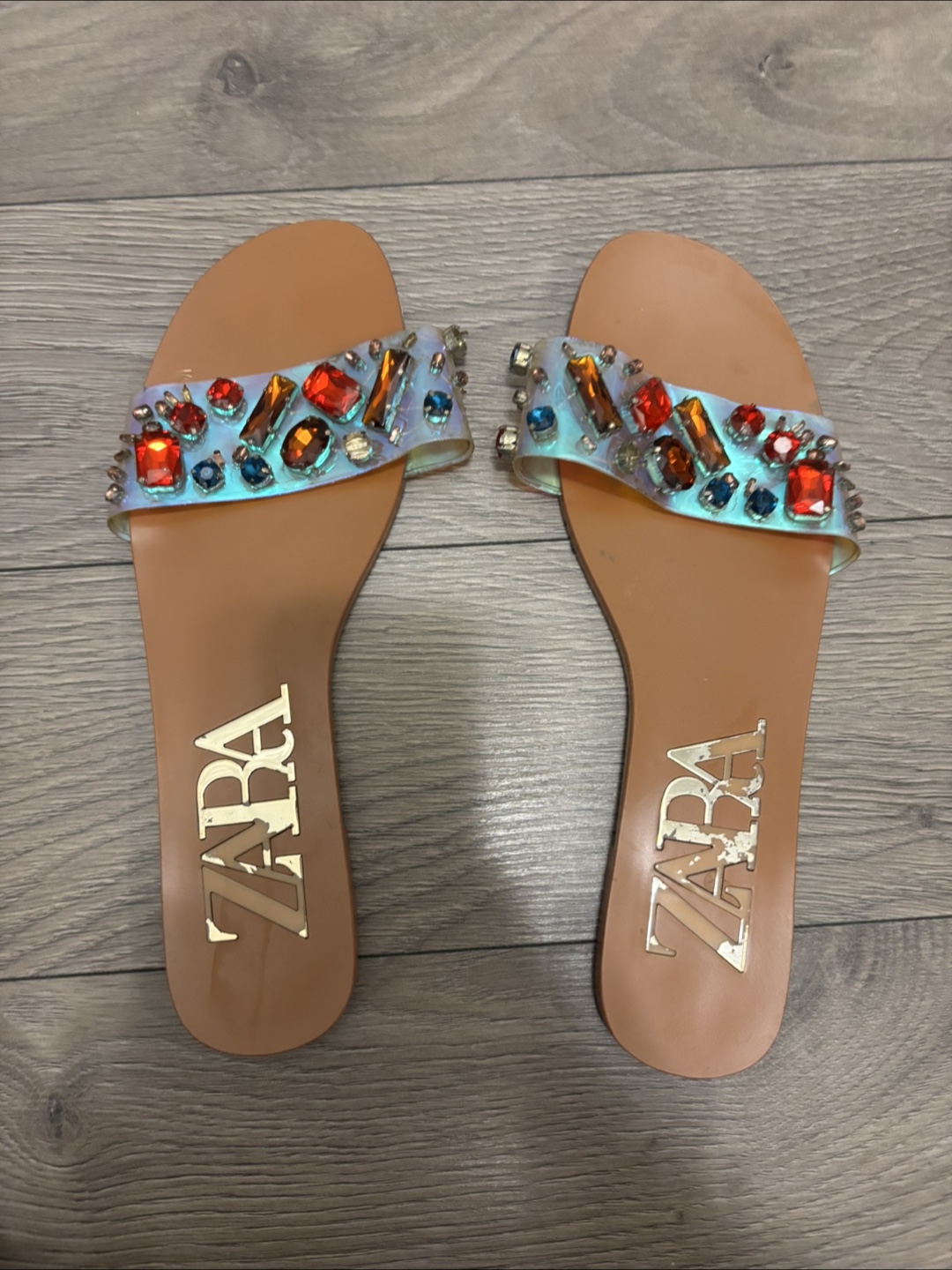Zara Jeweled Slides