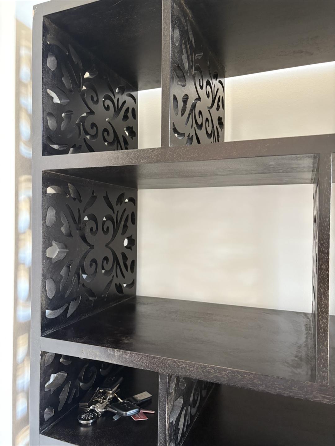 Large Black carved asymmetrical bookshelf - photo 5