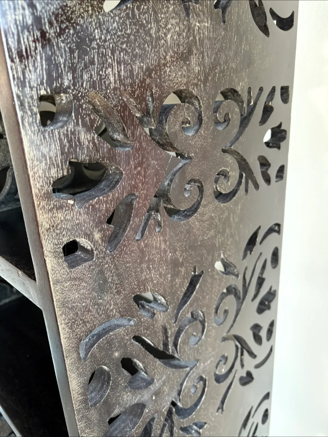 Large Black carved asymmetrical bookshelf image indicator(7)