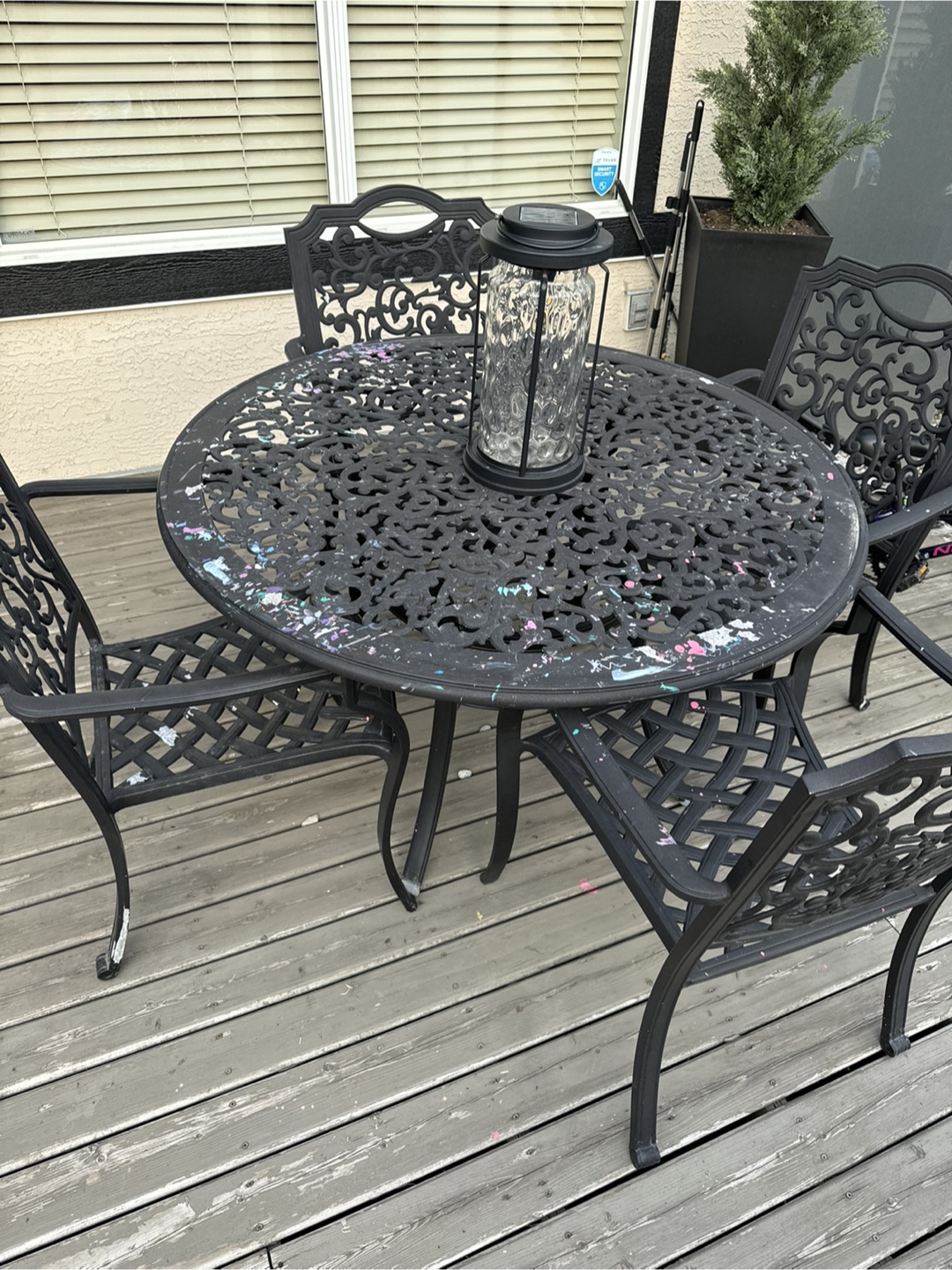 Black Metal Patio Set - Table and 4 Chairs