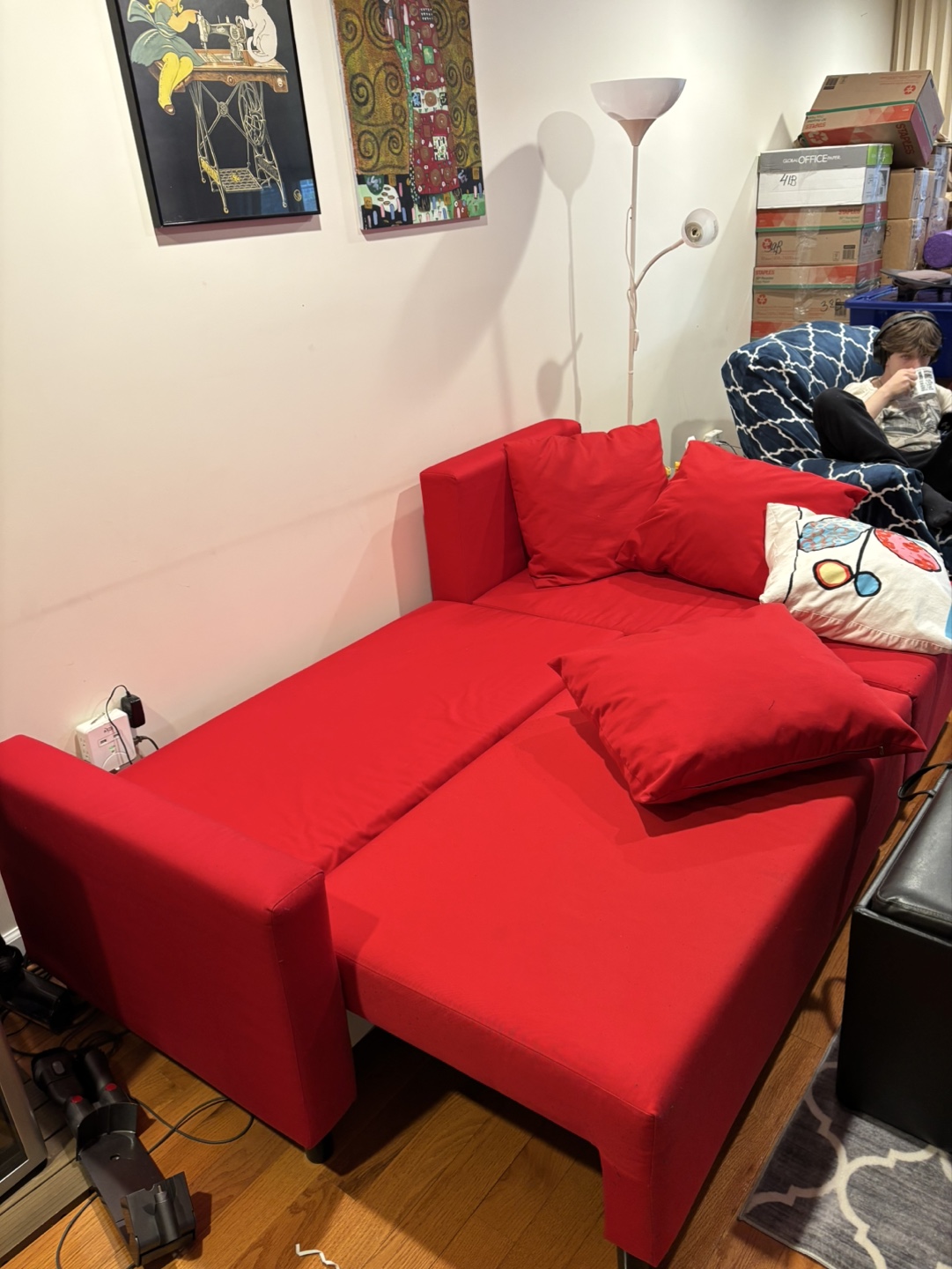 Red Sectional Sofa bed with Storage - photo 3