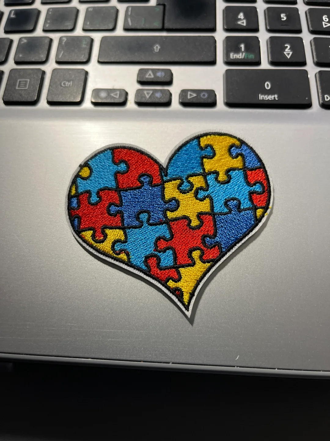 Autism Awareness Heart Puzzle Piece Embroidered Patch thumbnail
