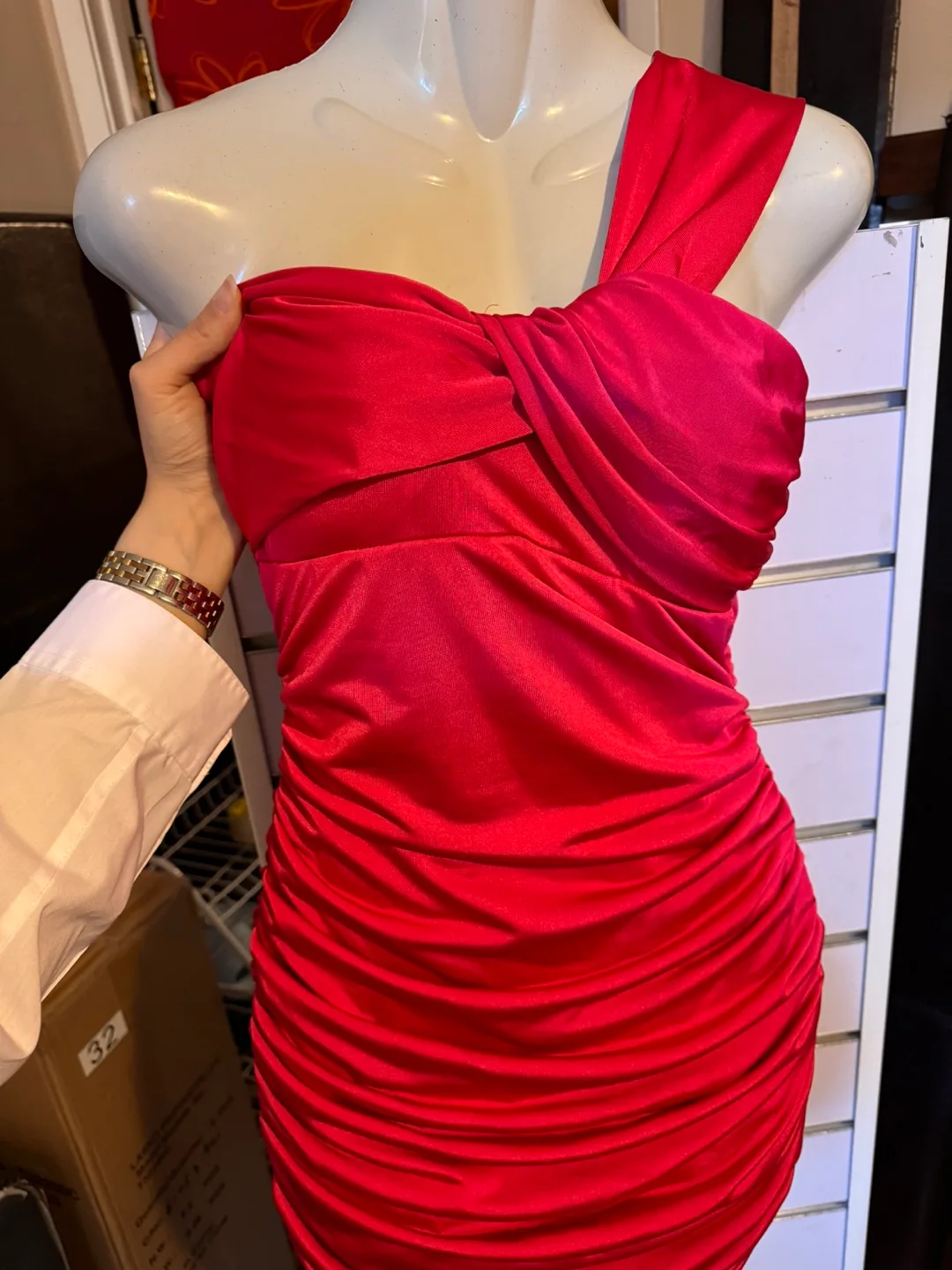 QUIZ bright pink One-Shoulder Mini Dress thumbnail