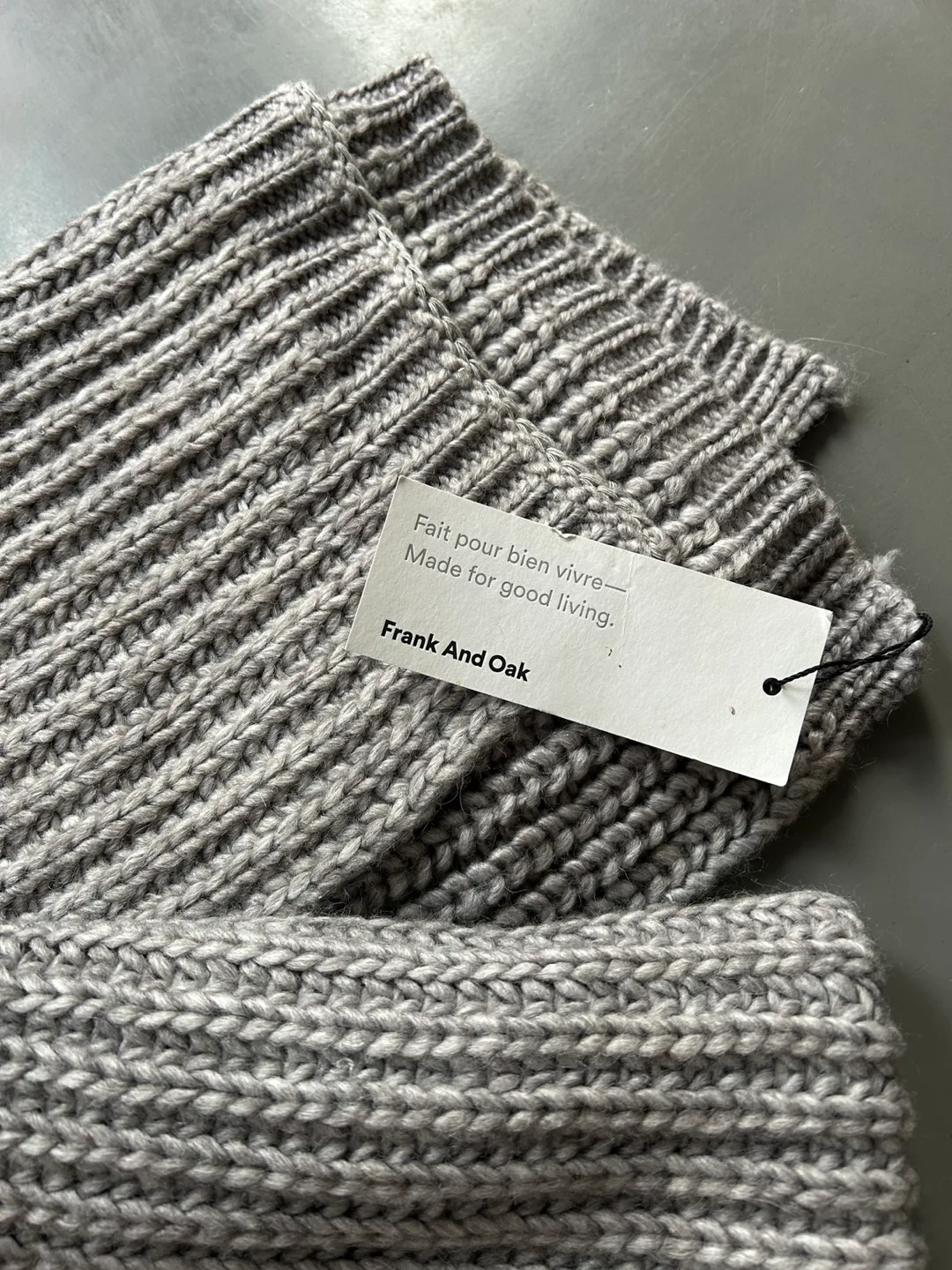 BNWT Frank And Oak Grey Knitted Scarf image indicator(2)