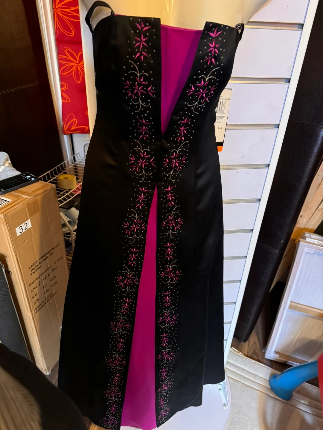 Formal dress, size 5/6, black and magenta thumbnail