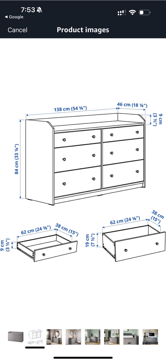 IKEA HAUGA  6-Drawer Dresser - Grey - photo 5