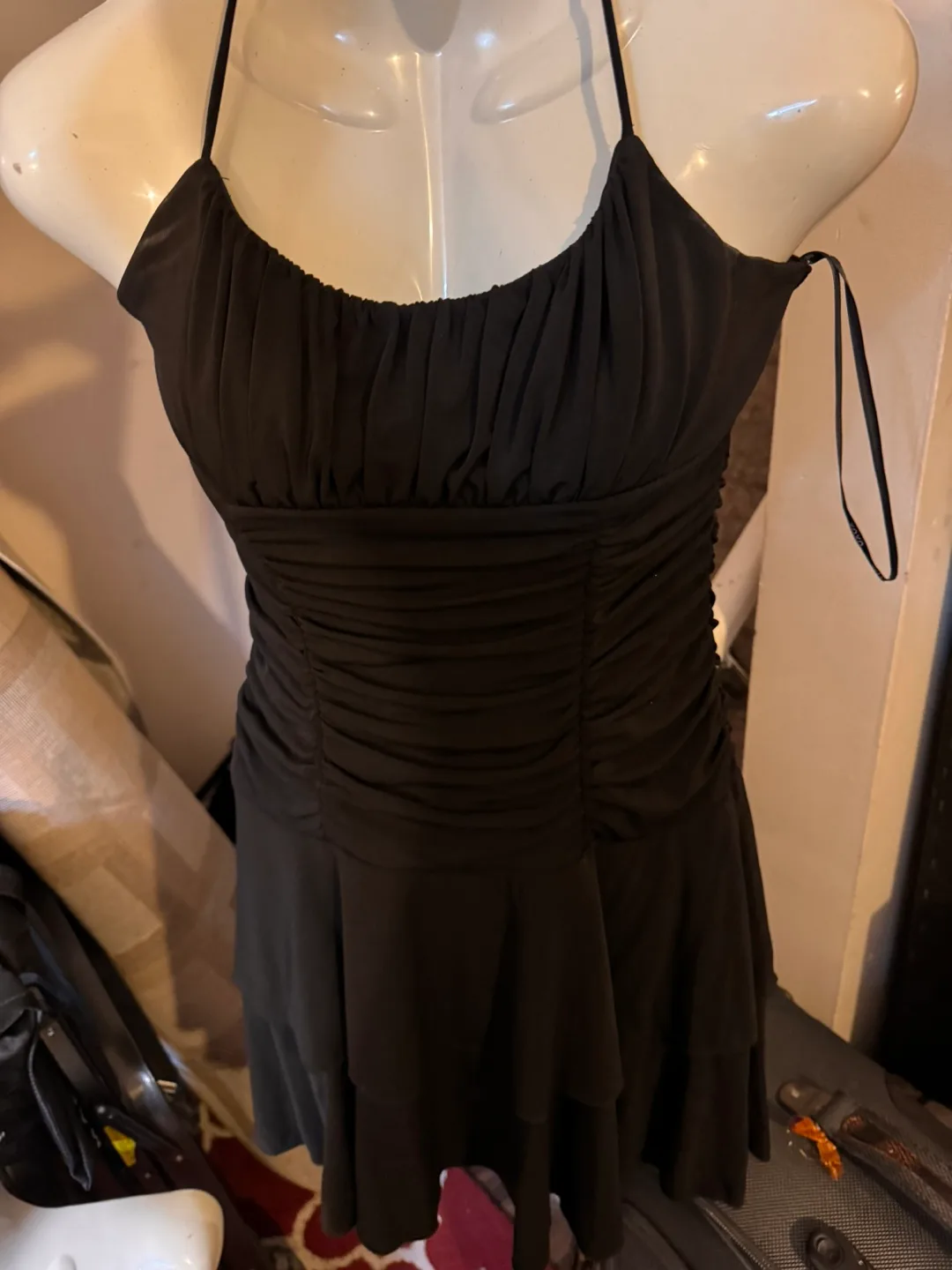 Black Halter Neck Mini Dress Size Medium thumbnail