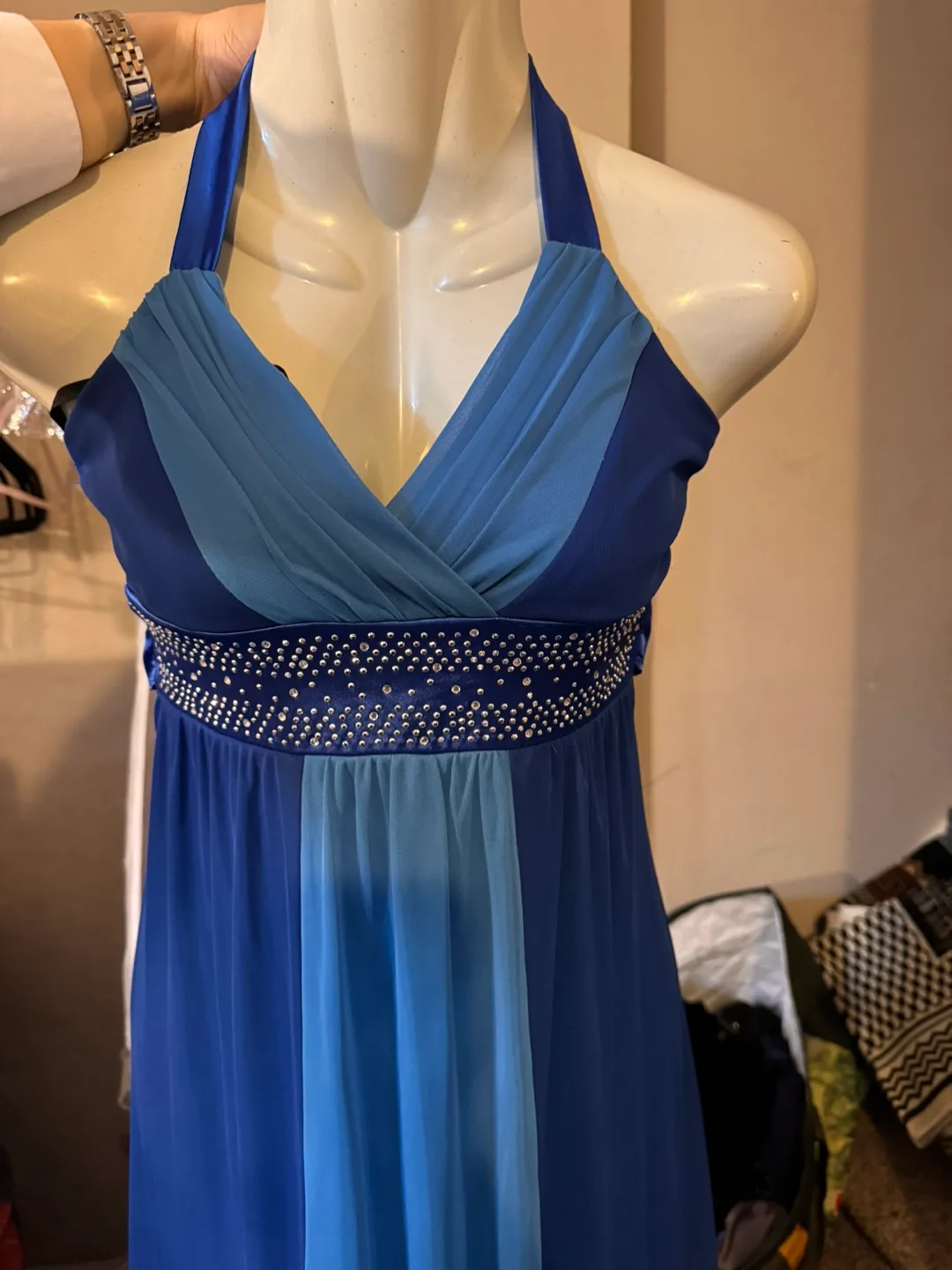 Stunning Blue Maxi Dress with Rhinestone Detail thumbnail