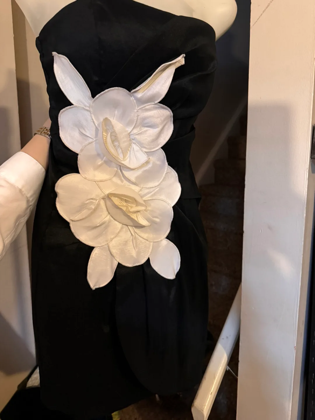 Black and White Strapless Cocktail Dress thumbnail