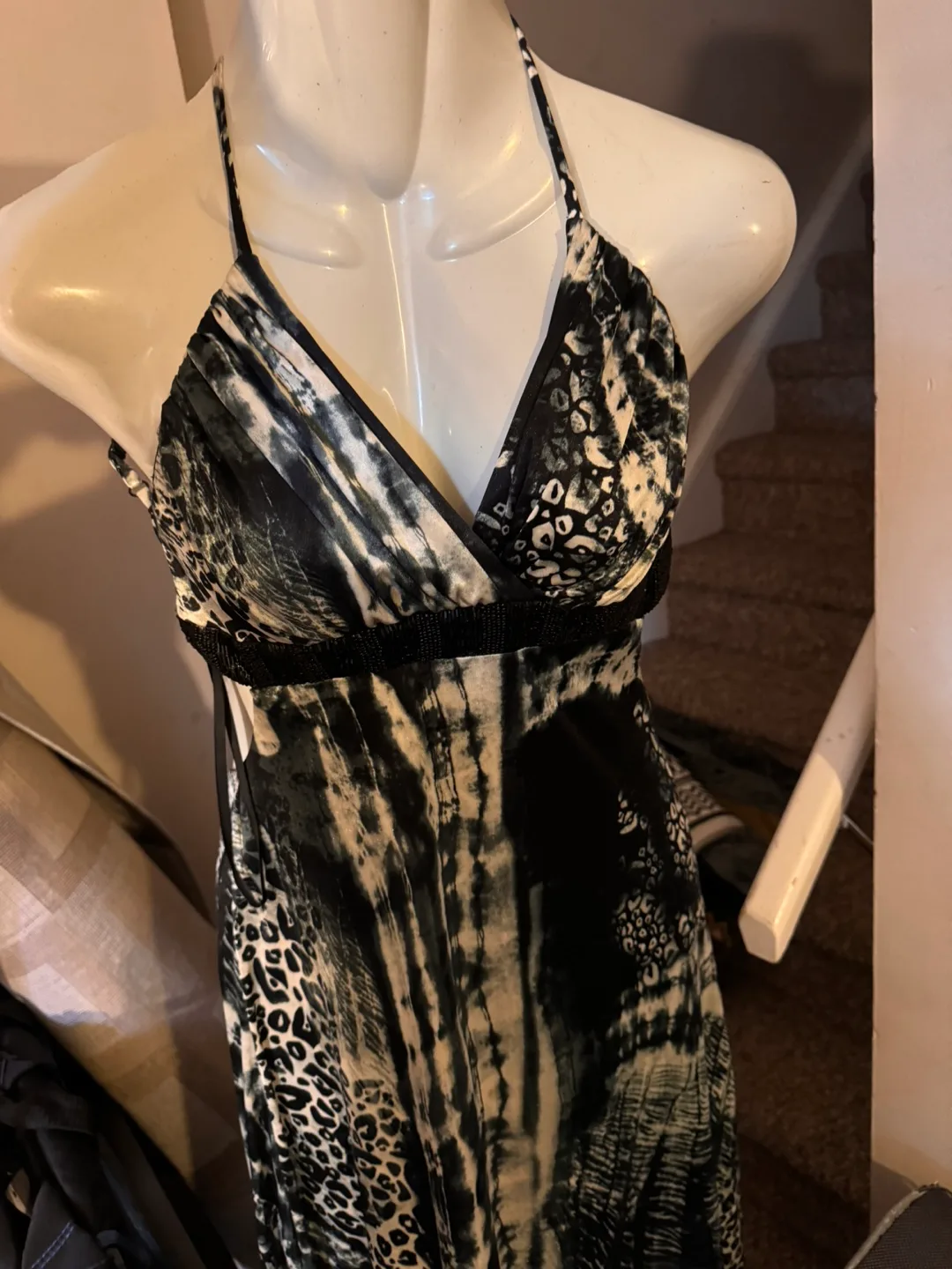 B.S.M.P.I Black and White Halter Maxi Dress thumbnail