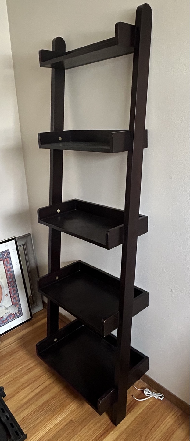 Dark Brown Ladder Shelf Bookcase