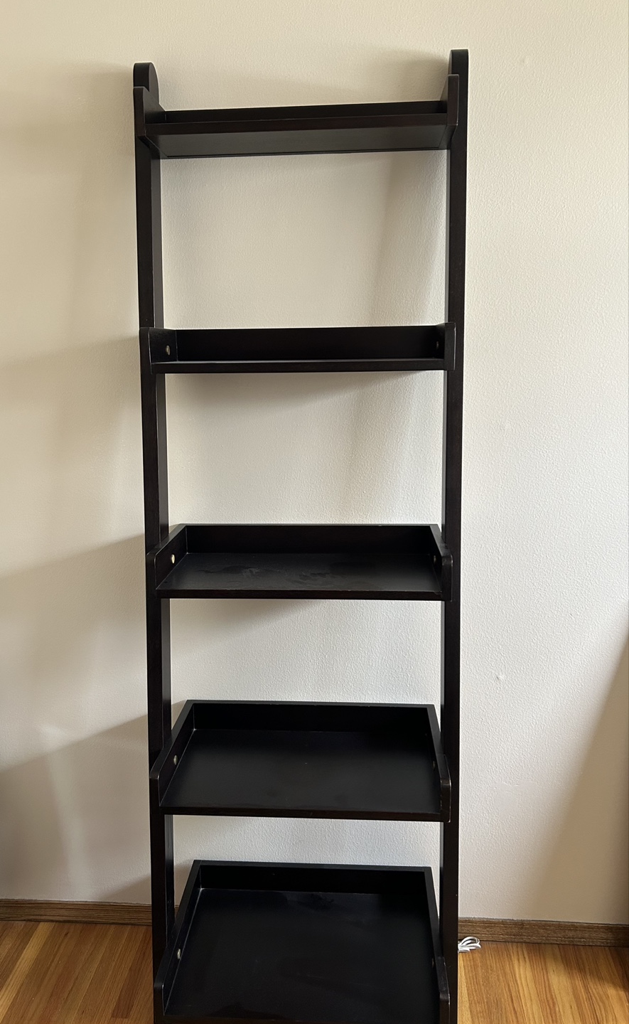 Dark Brown Ladder Shelf Bookcase - photo 2